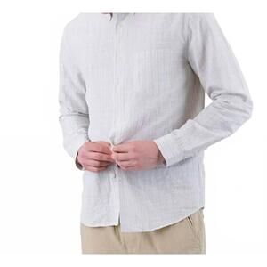 NEW FOLK relaxed fit shirt in sage microstripe slub